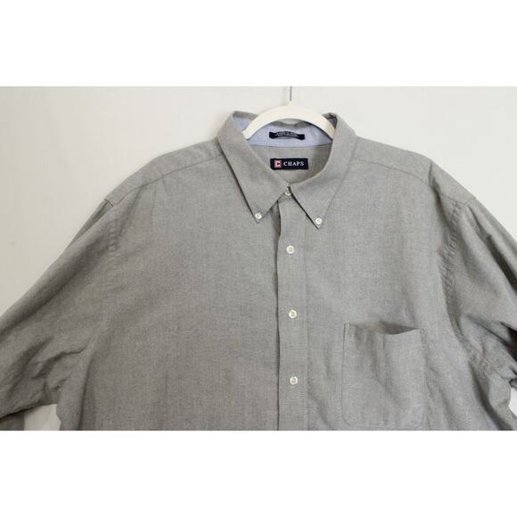 Chaps Oxford Shirt Button Down Men 18 - 18.5 34/35 Classic Fit Gray Preppy - Picture 8 of 11